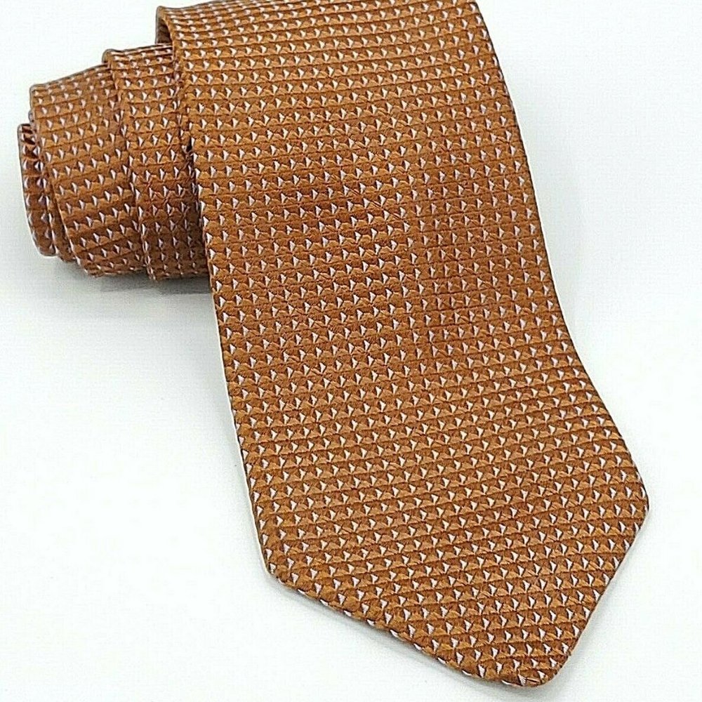 Ike Behar Rusty Brown Blue Accent  Silk Necktie